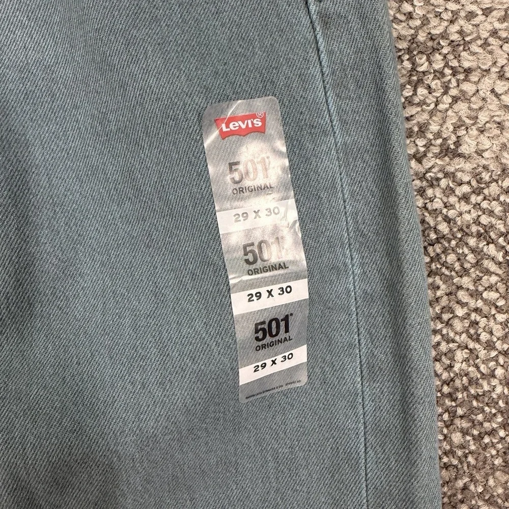 Levi's 501 Mens Original Fit Straight Leg Jeans Button Fly‎ Turquoise 29x30